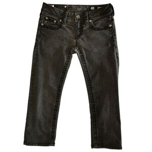 Miss Me Mid Rise Skinny Fit Cuffed Black Capri Jeans - Sz 25